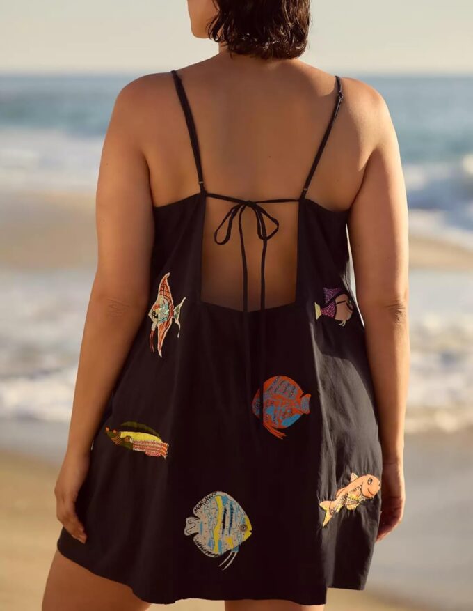 Women Boho Mini Cami Dress Graffiti Spaghetti Strap Aline Fruit Dress Cute Colofrul Short Beach Sundress – Bild 5