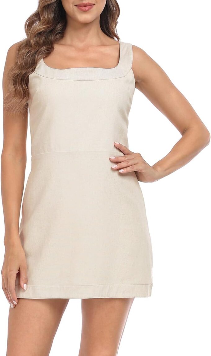 HDE Women's Linen Mini Dress Sundress Sleeveless Summer Dresses with Pockets – Bild 5