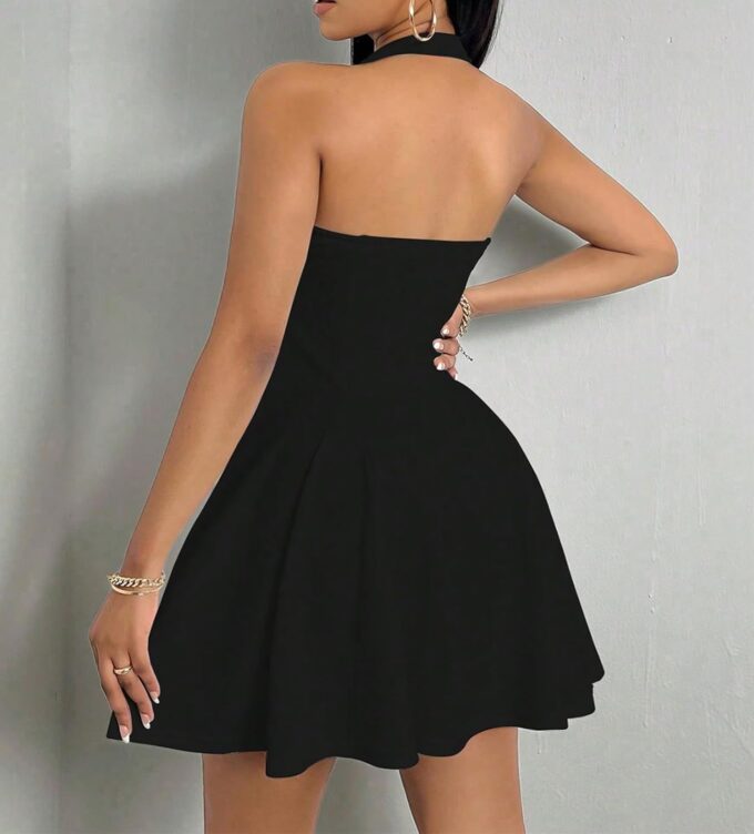 PerZeal Women's 2025 Summer Dress Sleeveless Halter Neck Sundress Backless Flared Short Mini Beach Dress – Bild 5