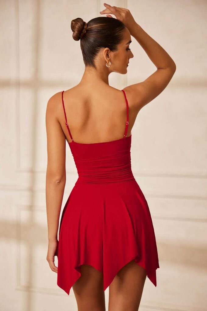 Memoriesea Women's Sexy V Neck Sleeveless Spaghetti Strap Mini Club Party Slip Dress – Bild 3