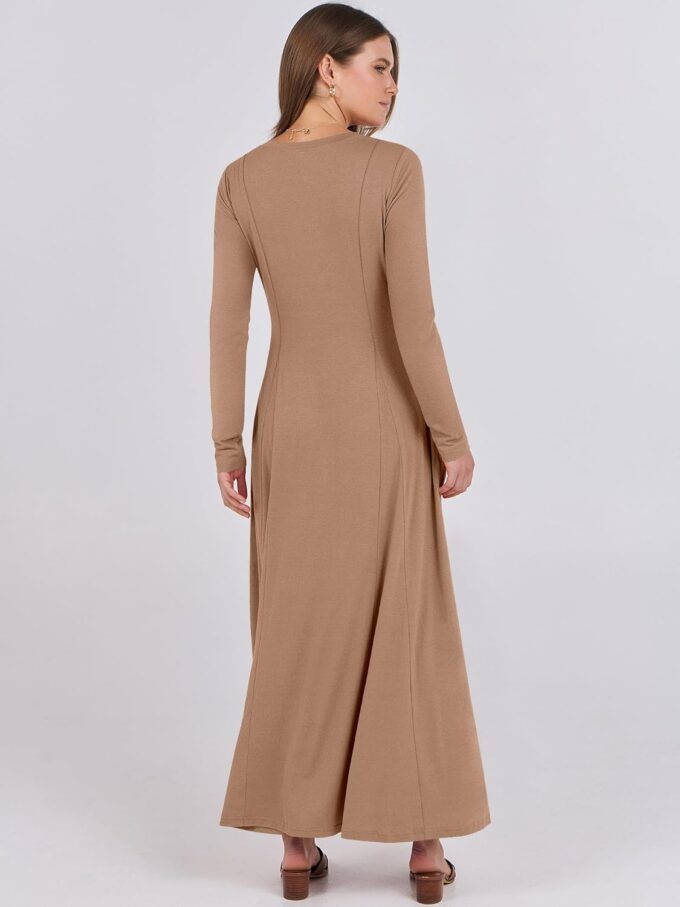 ANRABESS Women's Long Sleeve Maxi Dress 2025 Fall Casual Button Fit & Flare A-Line Swing Flowy Long Dresses Trendy Outfits – Bild 5
