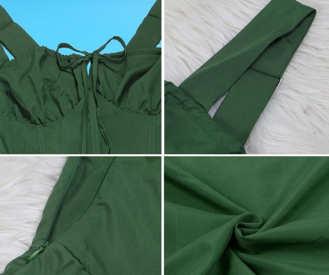 Women Summer Milkmaid Corset Dress Spaghetti Strap Bustier A Line Slit Swing Flowy Dress Casual Beach Vacation Sundress – Bild 4