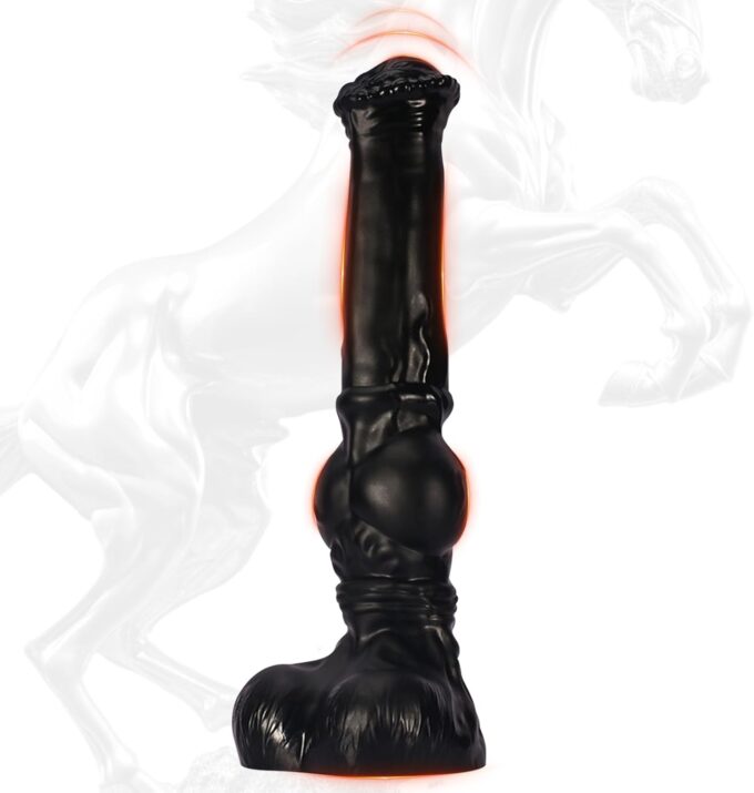BDSMYOU 4.0 Realistischer Horse Dildo Groß Pferde Dildo - 300mm Riesen Dildo mit Saugnapf & Hoden,Realistische Dildos Monster Dildo Penis Anal Dildo Buttplug Analplug Analdilos (Schwarz, S)