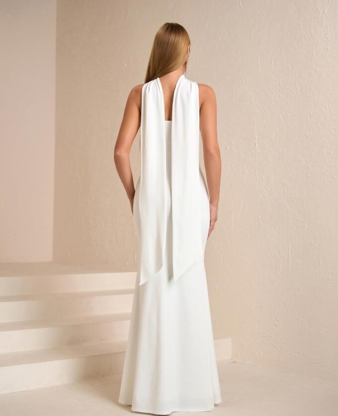 2025 Women's Bodycon Formal Maxi Dresses Elegant Tube Summer Wedding Guest Cocktail Party Dress with Scarf – Bild 2