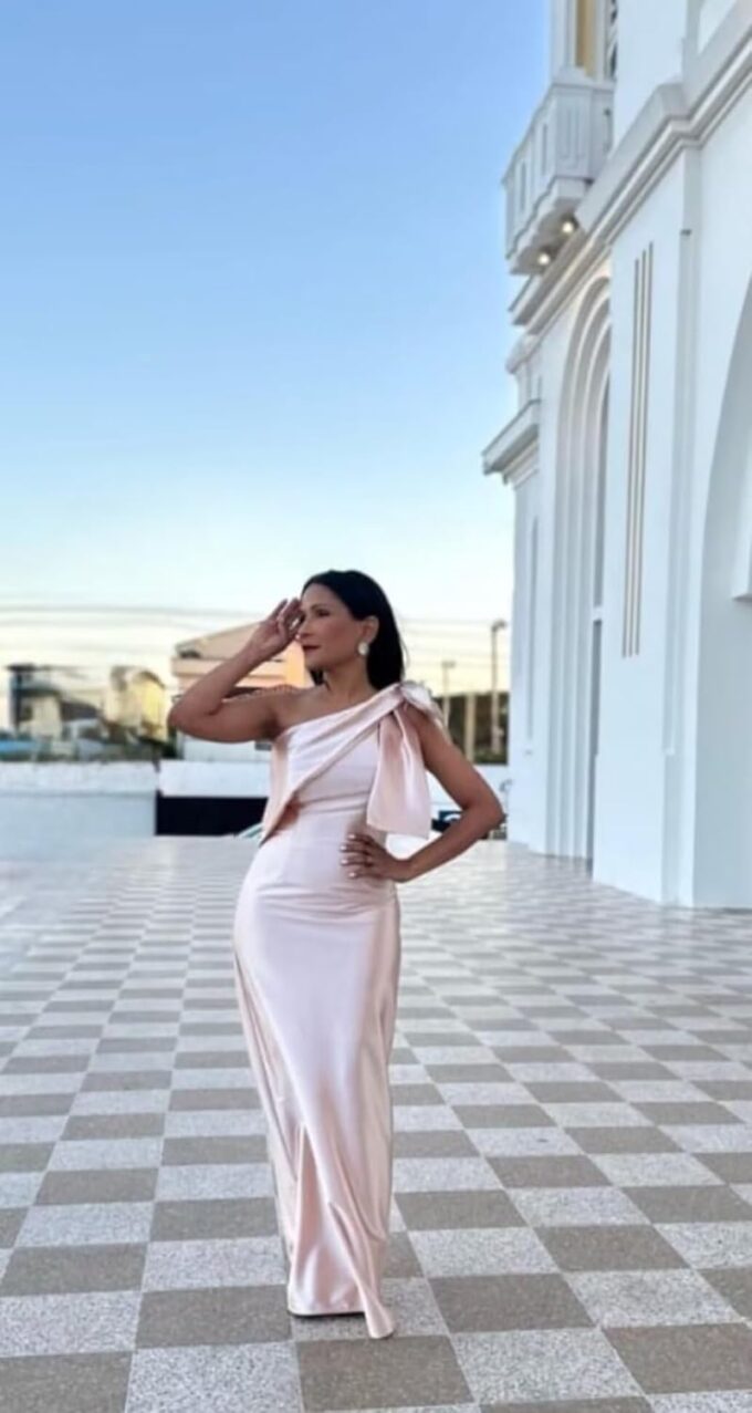 One Shoulder Bridesmaid Dresses with Bow Long Mermaid Satin Back Slit Mother of The Bride Dresses PM004 – Bild 3