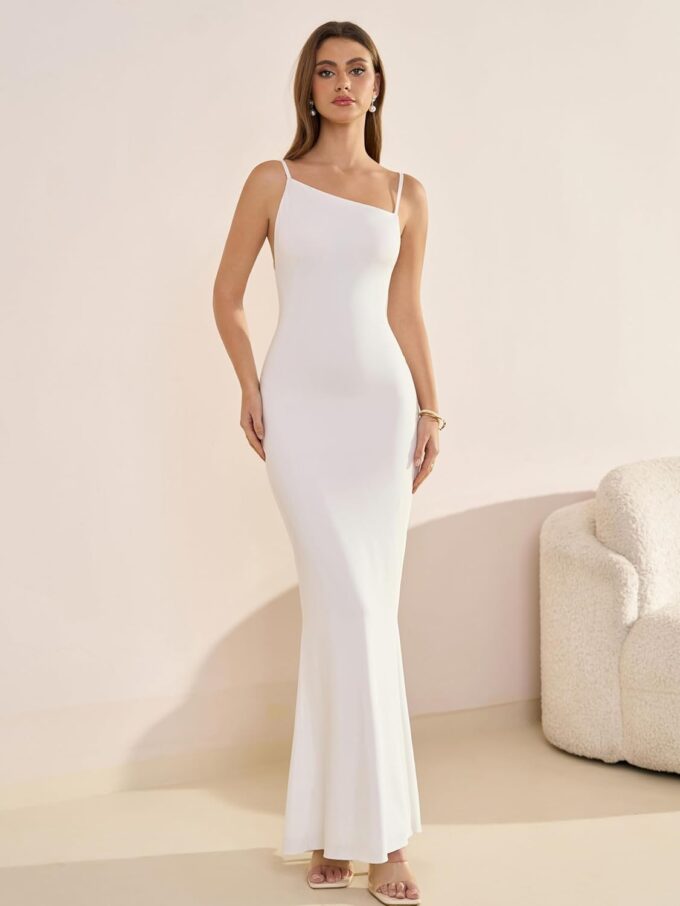 Parthea Womens Sexy Bodycon Maxi Dresses Backless Spaghetti Strap Ruched Elegant Party Beach Vocation Long Dress – Bild 4