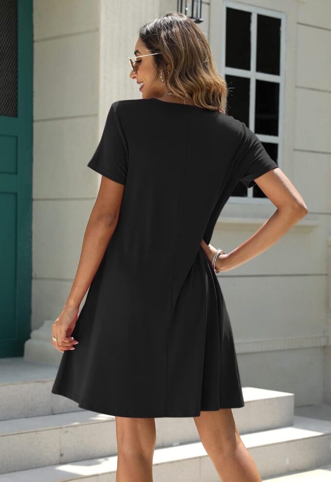Manydress Women's Summer Casual T Shirt Dresses Short Sleeve Button Down Swing Dress with Pockets MY035 – Bild 2