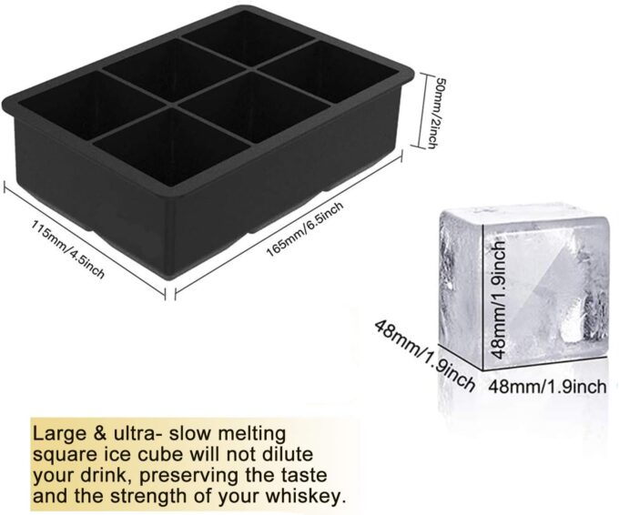Ice Cube Trays Large Size Flexible 6 Cavity Ice Cube Square Molds for Whiskey and Cocktails, Keep Drinks Chilled (2Pcs) – Bild 3