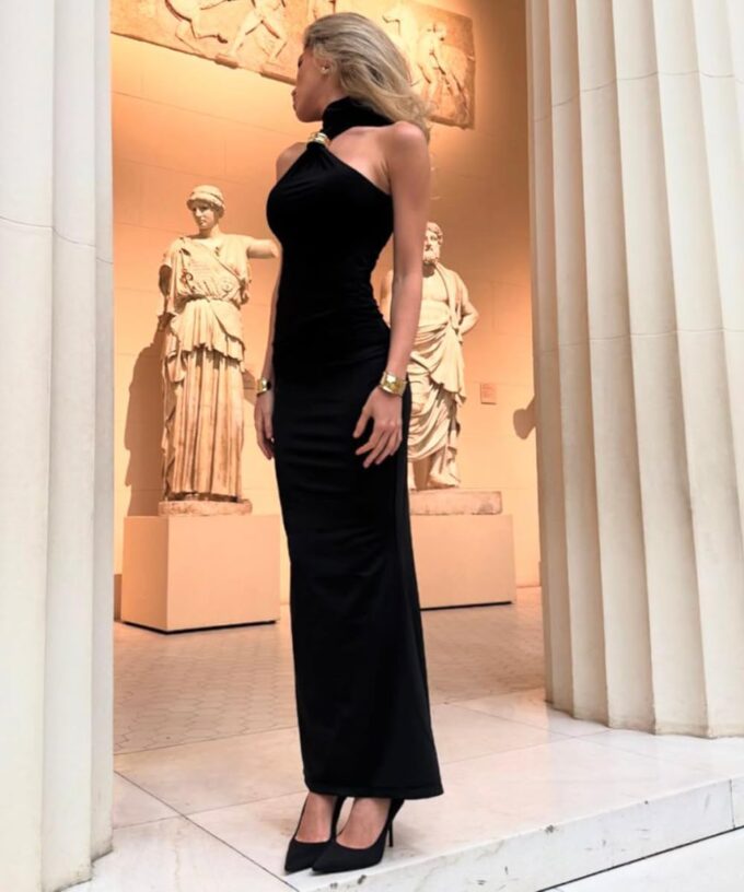 Women Halter Maxi Dress High Neck Sleeveless Back Slit Hem Elegant Party Cocktail Long Formal Dresses – Bild 4