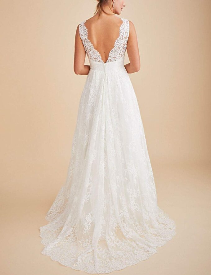 Beach Wedding Dresses for Bride 2025 Long Sleeve Lace Boho Bridal Gowns for Women WDW001 – Bild 4
