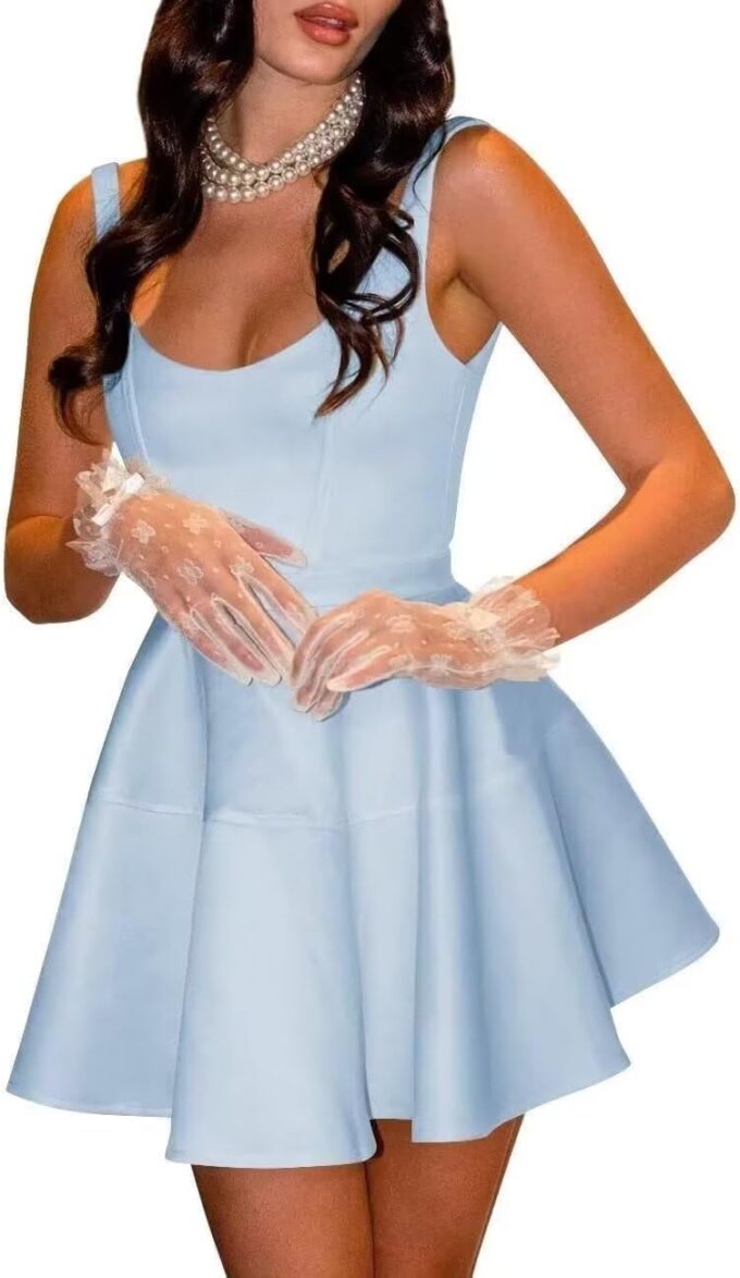 Satin Homecoming Dresses 2025 Corset Short Prom Dress for Women A Line Formal Cocktail Party Dress with Pockets – Bild 3