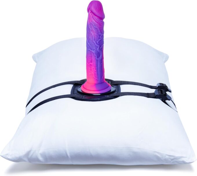 PU-Saugfuß-Dildo-Halter, verstellbarer Leder-Sexgurt zur Befestigung an Kissen oder Möbeln, Sexschaukel, Sexstuhl, Dildo-Halter, Dildo-Maschine, Erwachsenen-Sexspielzeug mit Saugfuß-Dildo und Sockel