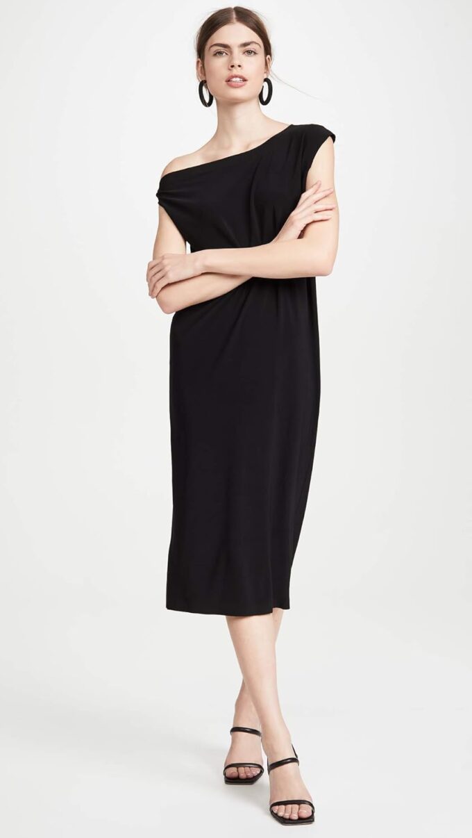 KAMALIKULTURE Damen Drop Shoulder Dress Kleidung, Business/Leger, schwarz, Mittel – Bild 2