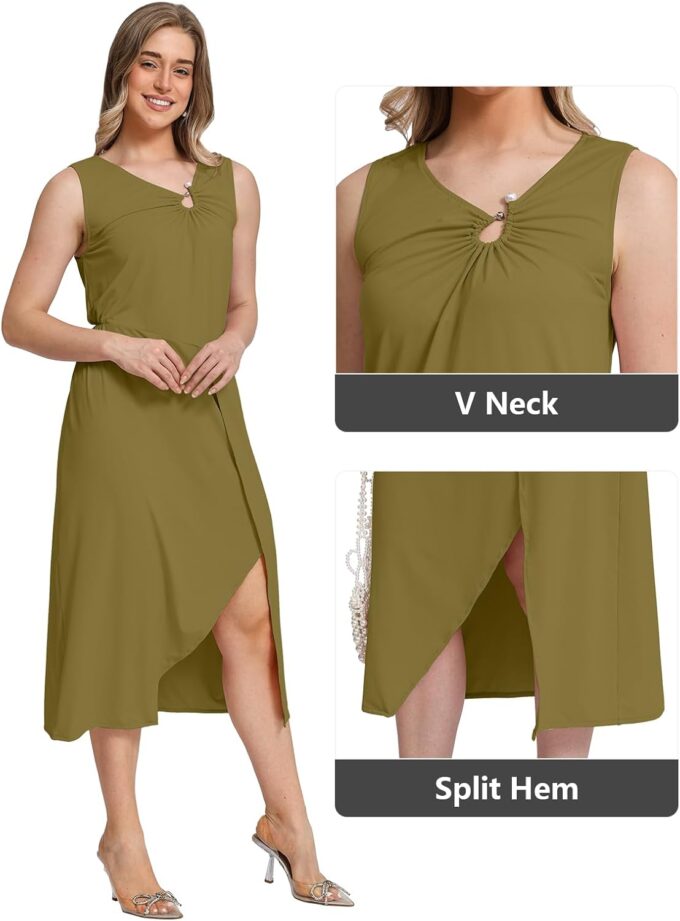 Women Sleeveless Midi Dress Summer | Formal Cocktail Waist Tank Dresses for Women – Bild 3