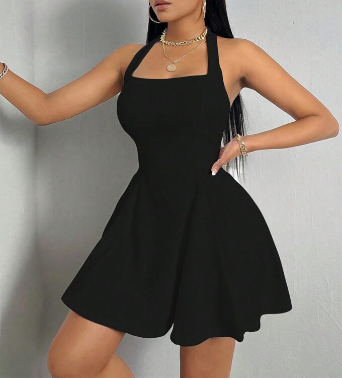 PerZeal Women's 2025 Summer Dress Sleeveless Halter Neck Sundress Backless Flared Short Mini Beach Dress – Bild 4