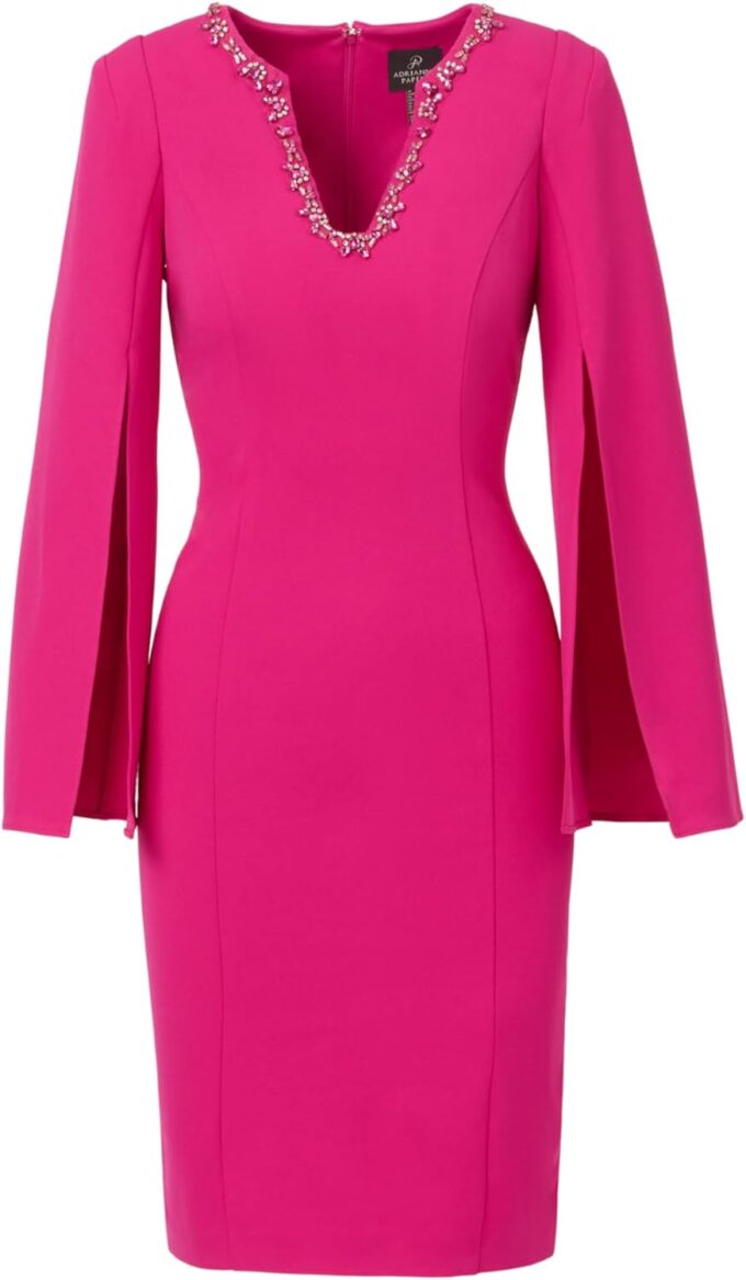Adrianna Papell Women's Knit Crepe Jewel Short Dress – Bild 5