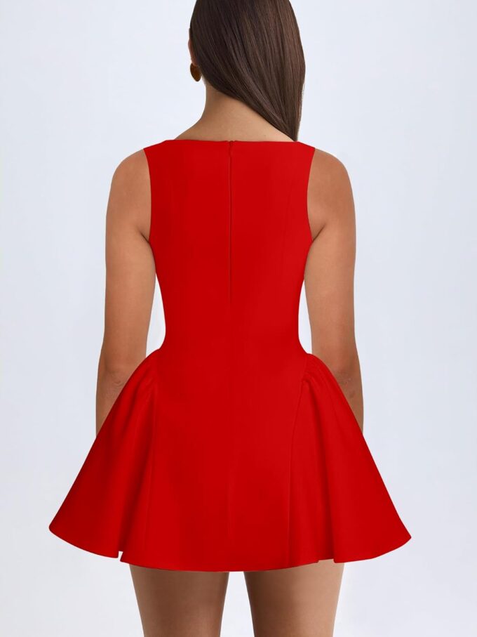 BORIFLORS Women's Sexy Ruched Bodycon Mini Dress Boat Neck Corset Cocktail Party Short Dresses – Bild 2