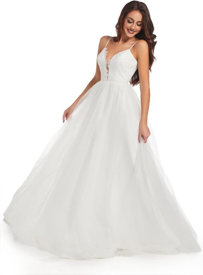 Wedding Dresses for Bride Unique Lace Beautiful Layers Tulle A Line Dreamy Beach Wedding Gowns – Bild 4