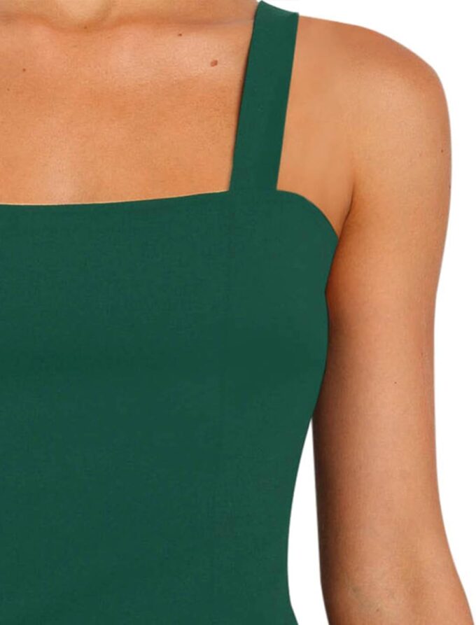 Bonkwa Womens Cocktail Dresses Summer Sleeveless Formal Dress Square Neck Wedding Guest Slim Dress Solid Slit Midi Dresses – Bild 6