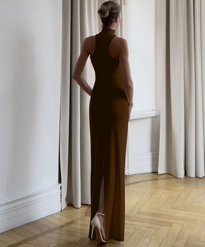 Women Sexy Halter High Neck Maxi Dress Sleeveless Back Slit Elegant Party Cocktail Wedding Guest Formal Long Dresses – Bild 6