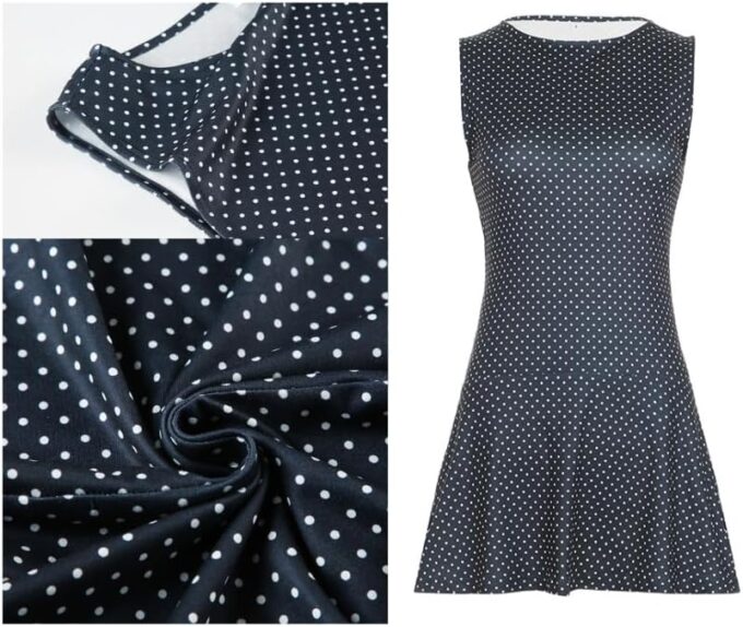 Polka Dot Mini Dress for Women Sleeveless Round Neck Bodycon Flared Hem Casual Summer Outfit 2025 – Bild 7