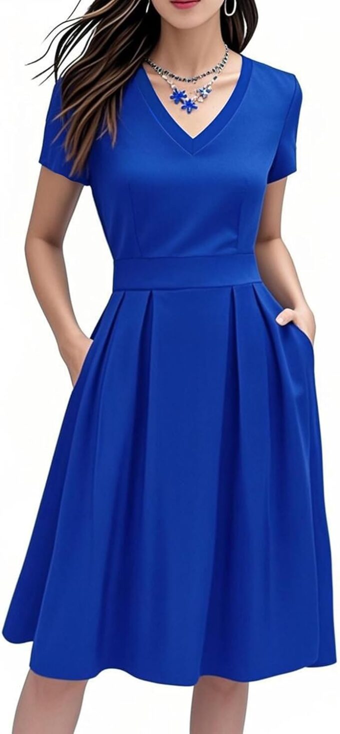 oxiuly Sommerkleider für Damen, 2024, Party, Kirche, Brautjungfer, Abschlusskleid mit Taschen, S295