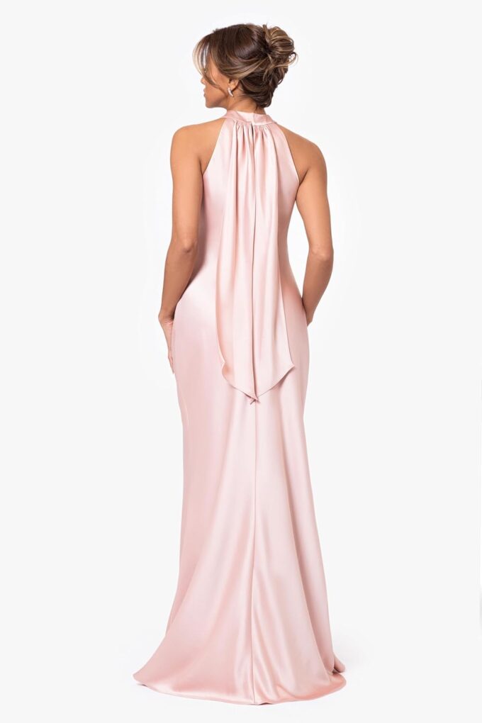 Xscape Women's Satin Halter Tie Neck Floor Length Dress – Bild 3