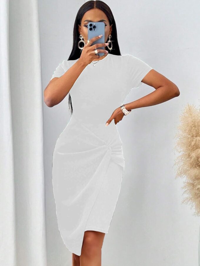 BubFee Langes Kleid für Damen, lässig, langärmelig, Maxikleid, Empire-Taille, locker mit Gürtel 2025 – Bild 2