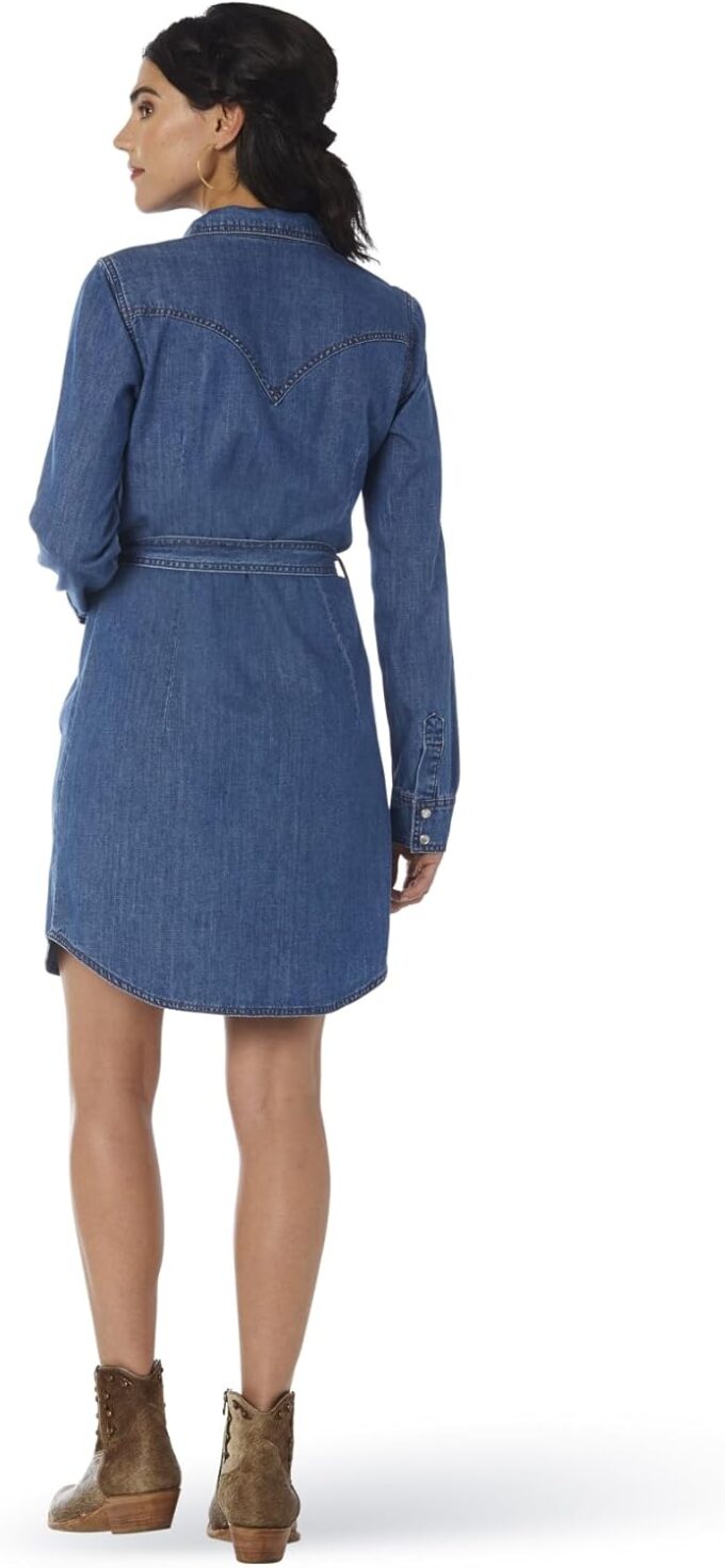 Wrangler Women's Retro Long Sleeve Western Denim Snap Dress – Bild 2