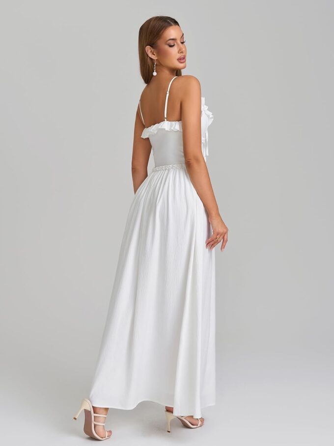 Summer Maxi Dress Spaghetti Strap Ruffle V Neck Casual Flowy Beach Wedding Guest Long Dresses for Women 2025 – Bild 6