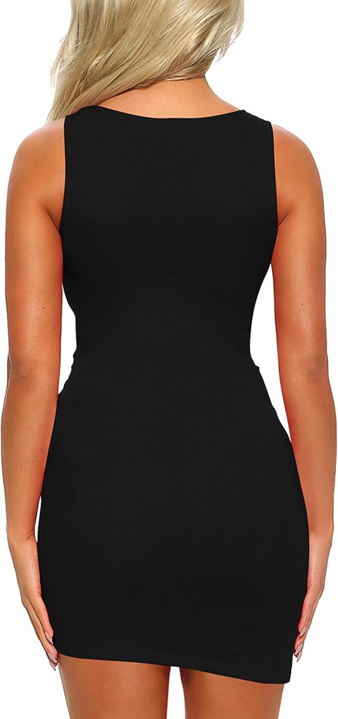 Mizoci Women's Casual Sleeveless Ruched Cocktail Party Dresses Bodycon Mini Sexy Club Dress – Bild 3