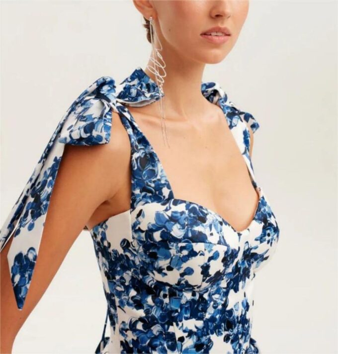 Women's New Strapless Organza Short Floral Temperament Dresses Bridesmaid Prom Evening Gowns – Bild 2