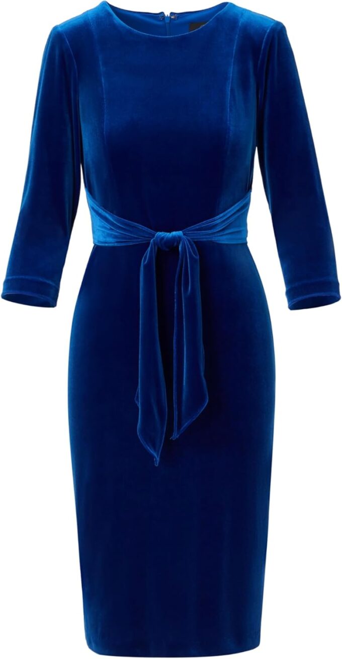 Adrianna Papell Women's Velvet Tie Front Dress – Bild 5