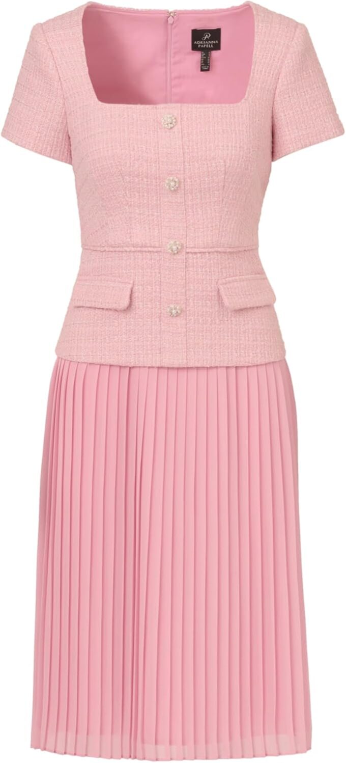Adrianna Papell Women's Boucle Combo Midi Dress – Bild 5