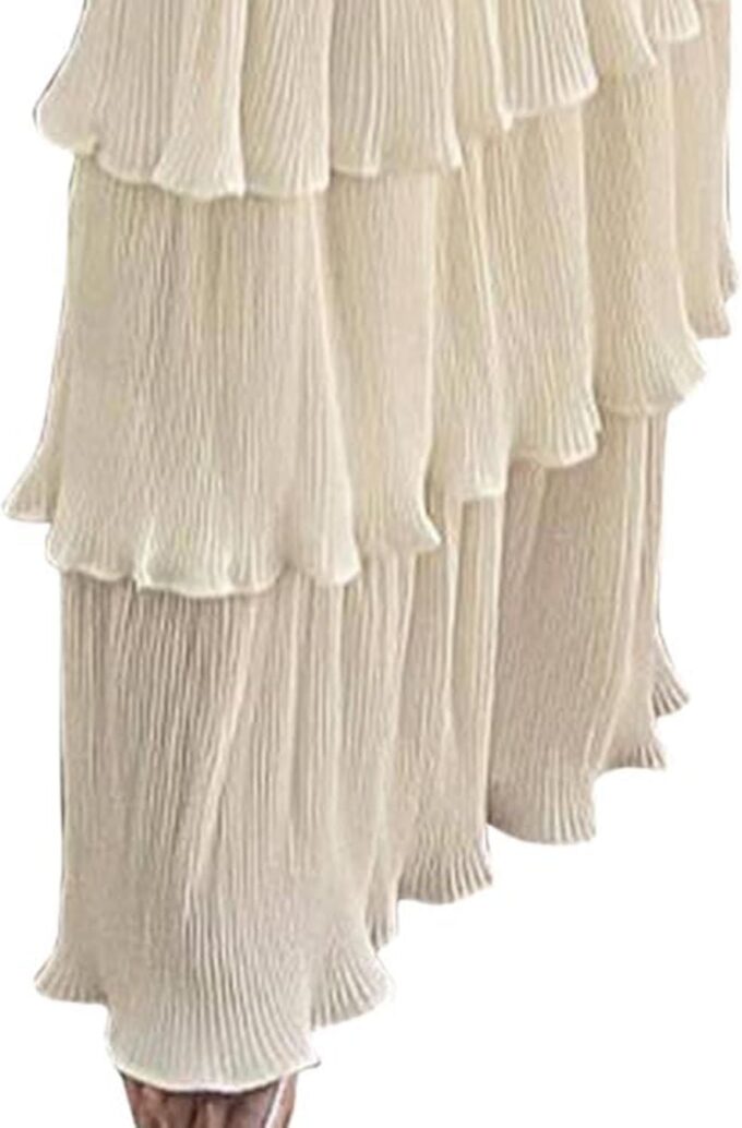 Sexyshine Women's Tube Top Ruffled Tiered Maxi Dress Sleeveless Backless Bodycon Smocked Shirred Party Holiday Long Dress – Bild 5