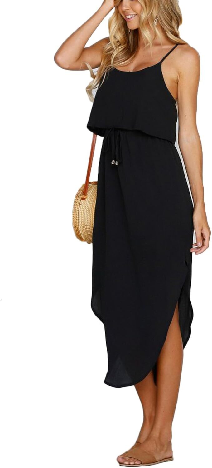 Women's Adjustable Strappy Split Summer Beach Casual Midi Dress – Bild 2