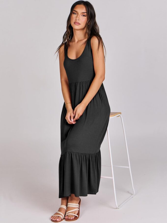 ANRABESS Women's Summer Sleeveless Maxi Sundress Swing Casual Flowy Tiered Shirts Dress Beach Travel Vacation Outfits – Bild 8