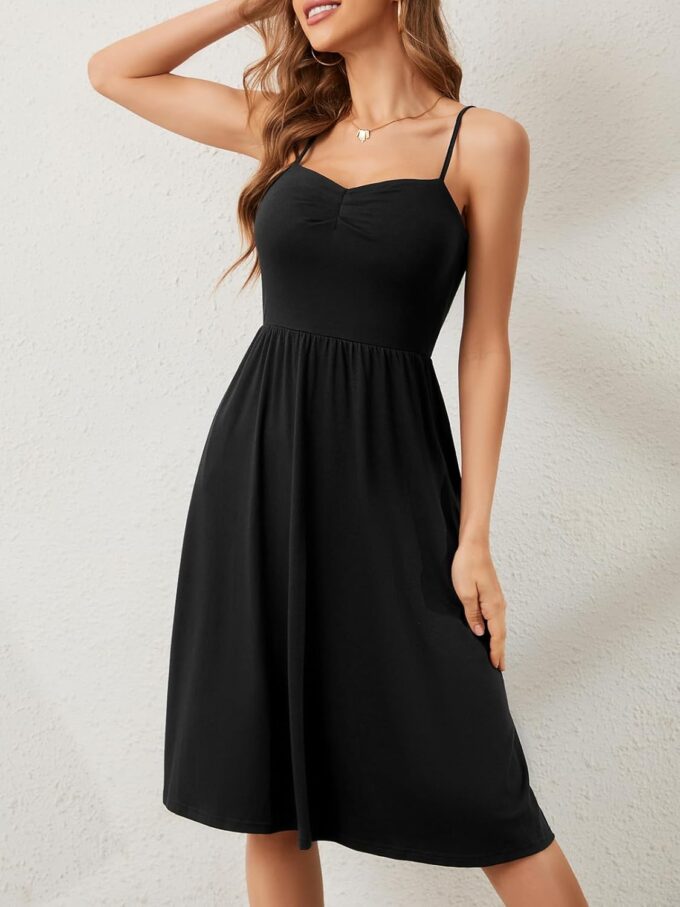 Sureple Summer Dresses for Women 2025 Casual Sweetheart-Neck Empire Waist Swing Aline Spaghetti Strap Dress with Pockets – Bild 4