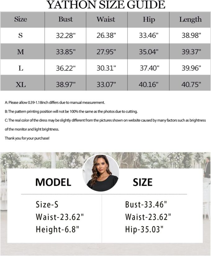 YATHON Women's Bodycon Flutter Sleeve Summer Dress Vintage Round Neck V-Back Sheath Slim Fit Cocktail Party Dresses – Bild 6