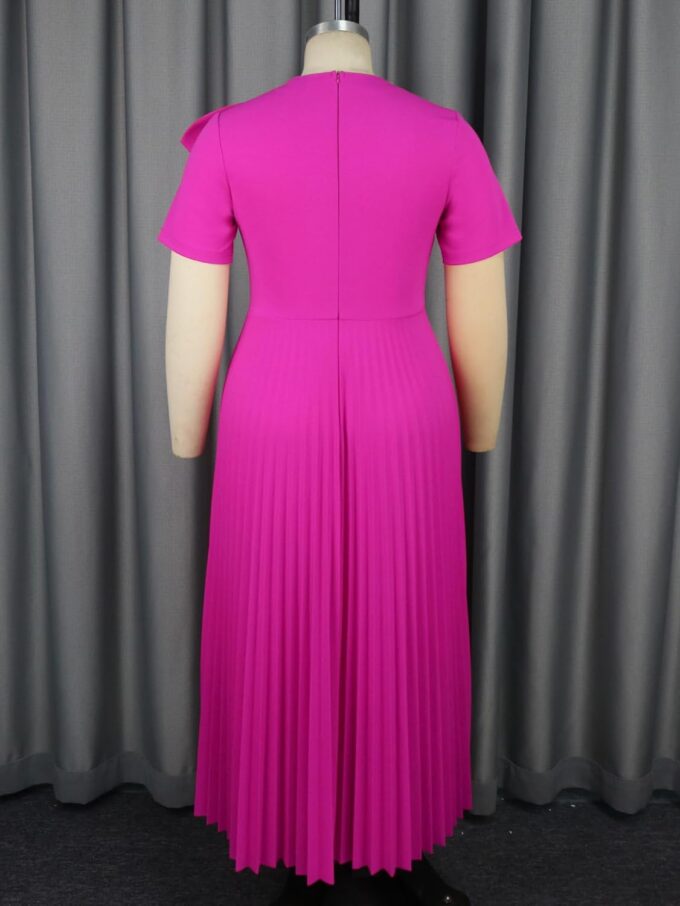 AOMEI Casual Church Dresses for Women 2025 Summer Pleated Short Sleeve Round Neck Dragonfly Spring Maxi Dress – Bild 5