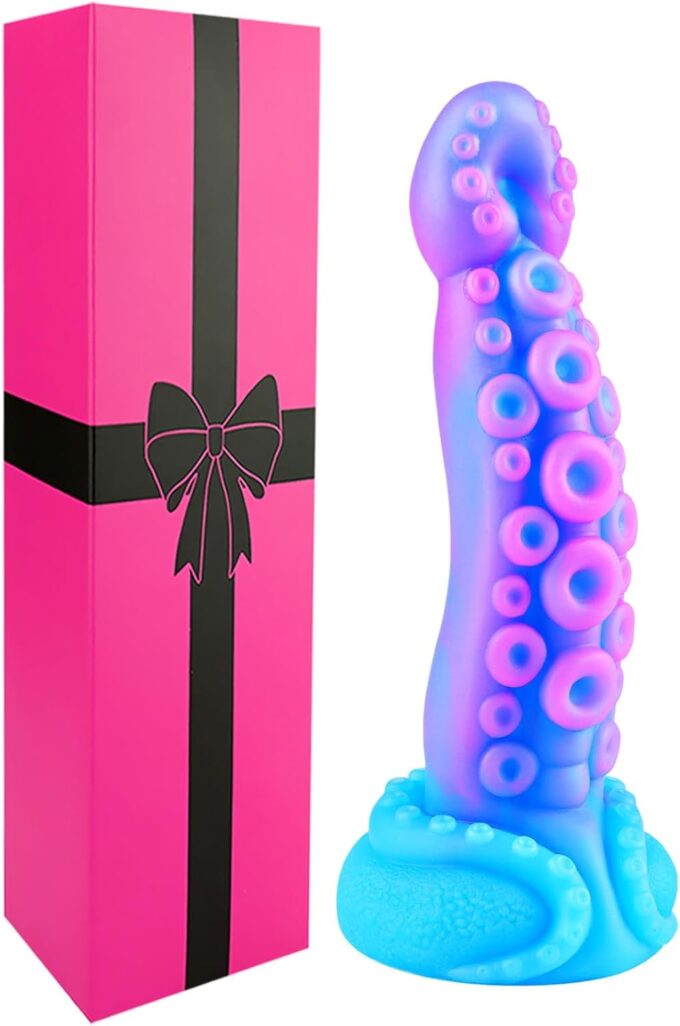 18 cm Anfänger kleines Monster-Tentakel-Dildo mit Saugfuß, Silikon Fantasie-Drachen-Analplug, realistischer Oktopus-Penis konischer Alien-Dildo, lila-blaues G-Punkt-Spielzeug für Männer und Frauen