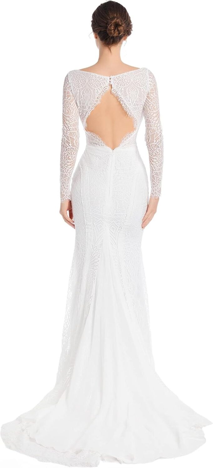 Mermaid Wedding Dresses for Bride Classy lace Boho Long Sleeve Open Back Bohemian Wedding Gowns – Bild 5