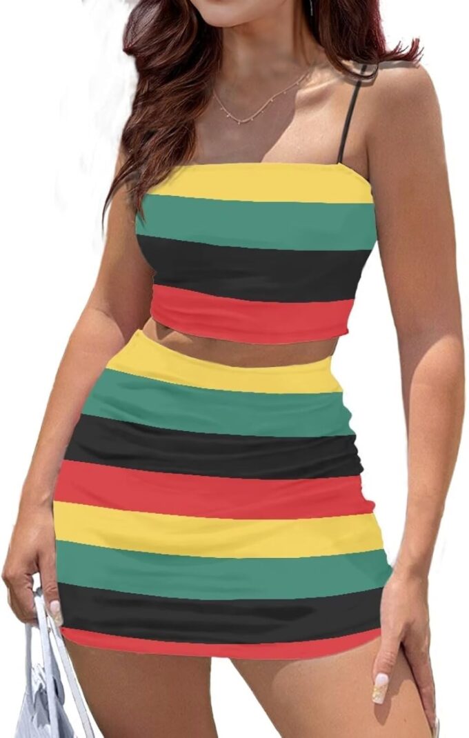 2025 Sexy Spaghetti Strap Crop Tops and Bodycon Skirt Casual 2 Piece Set S-4XL – Bild 3
