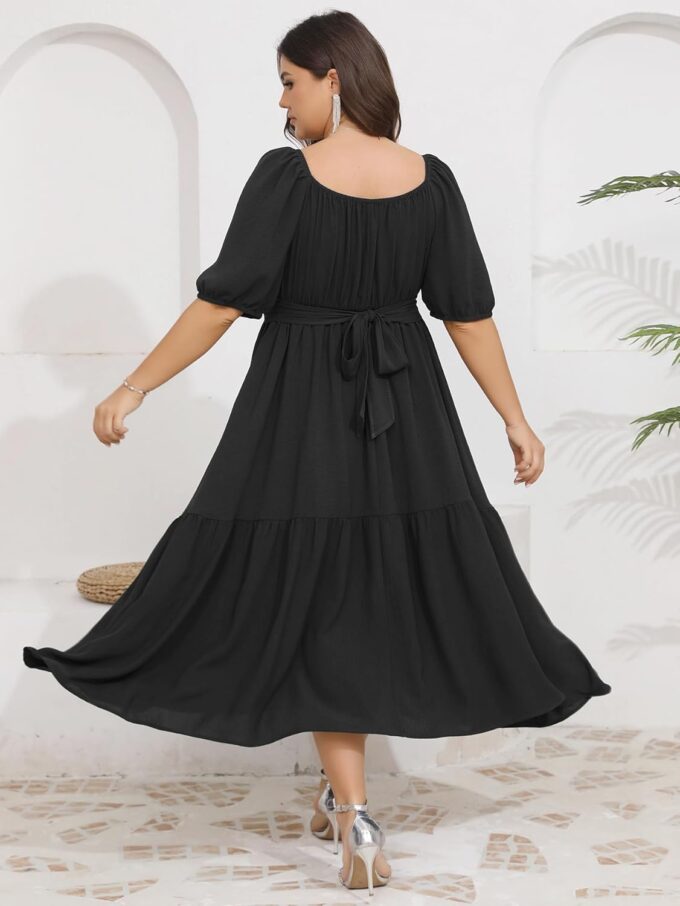 Plus Size Wedding Guest Dress Wrap V Neck Short Sleeve Elastic Waist Flowy A Line Cocktail Formal Maxi Dresses – Bild 5