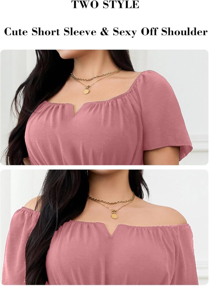 RWJ Plus Size Women Dress V Neck Short Sleeve Mini Formal Wedding Cocktail Party Dresses with Belt – Bild 5