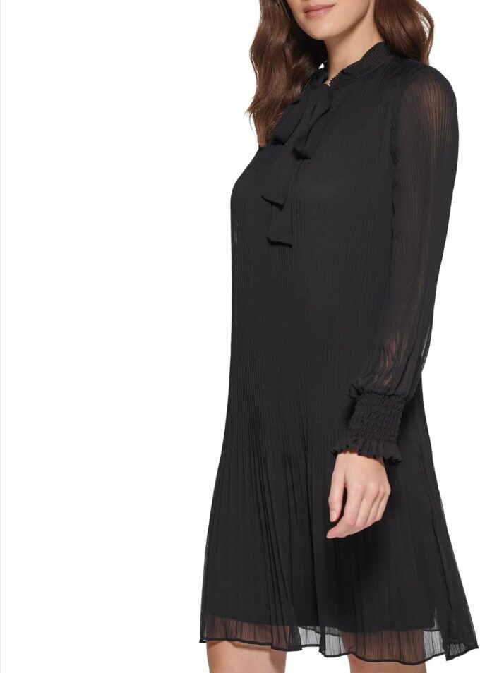DKNY womens Long Sleeve Tie Neck Dress – Bild 3