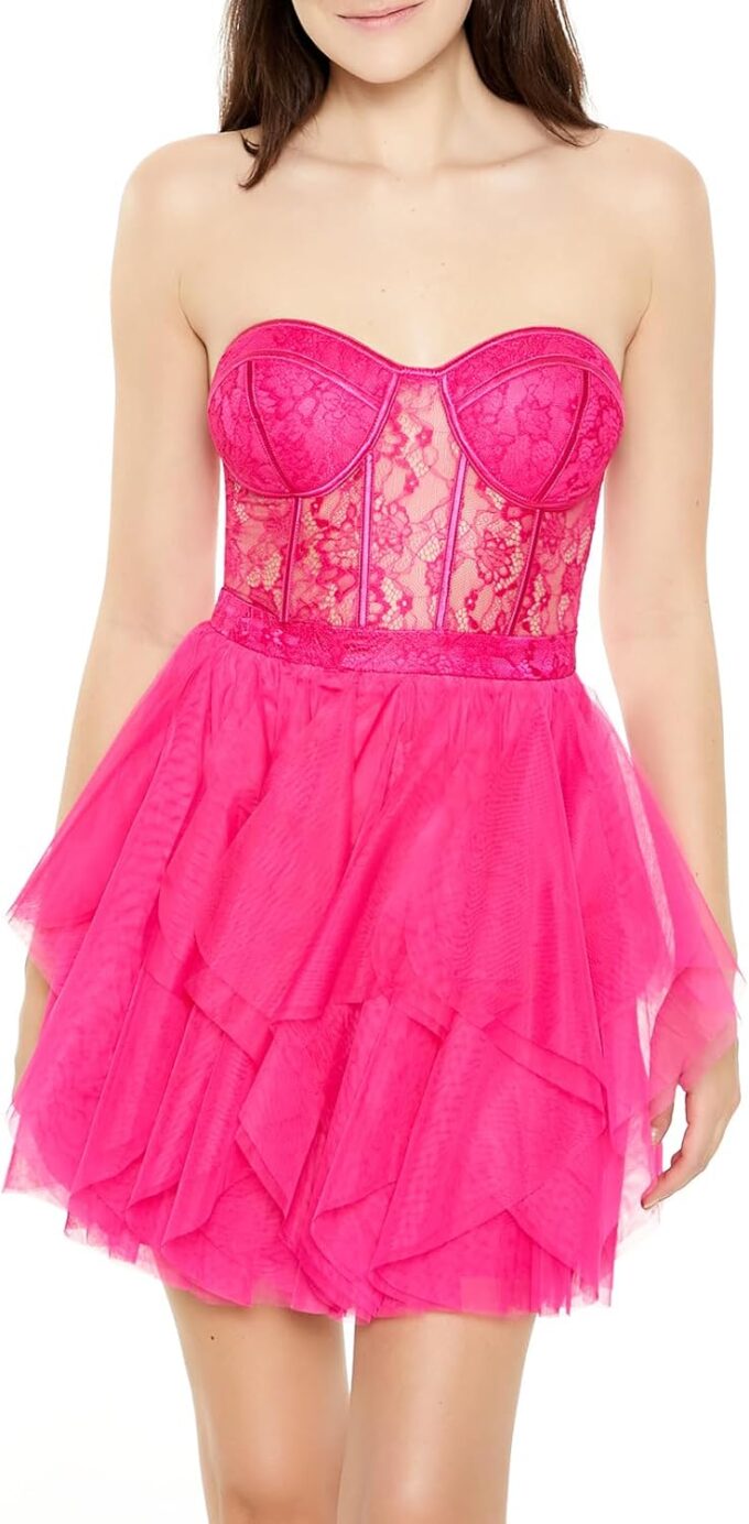 Forever 21 Women's Lace & Tulle Bustier Mini Dress – Bild 2