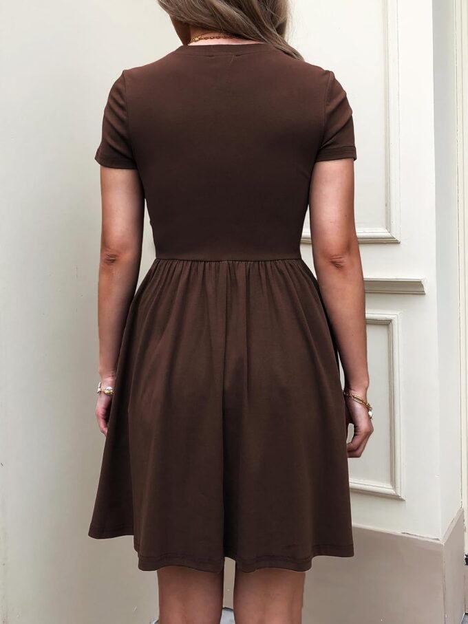 Womens Summer T Shirt Dress Short Sleeve Casual Mini Dresses Drop Waist Swing A Line Dress with Pockets – Bild 5