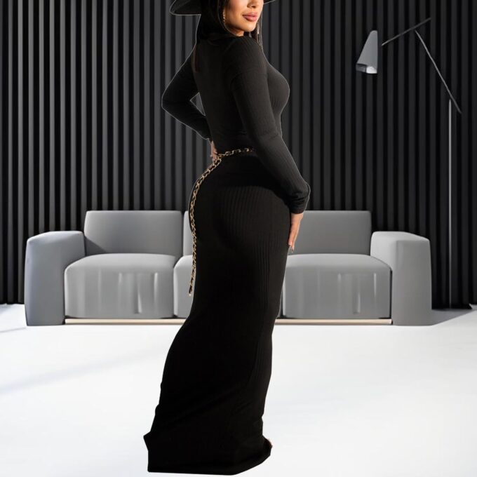 Women's Casual Long Sleeves Bodycon Maxi Dress Plus Size Sexy Deep V Neck Club Night Party Sweater Ribbed Long Dresses – Bild 5