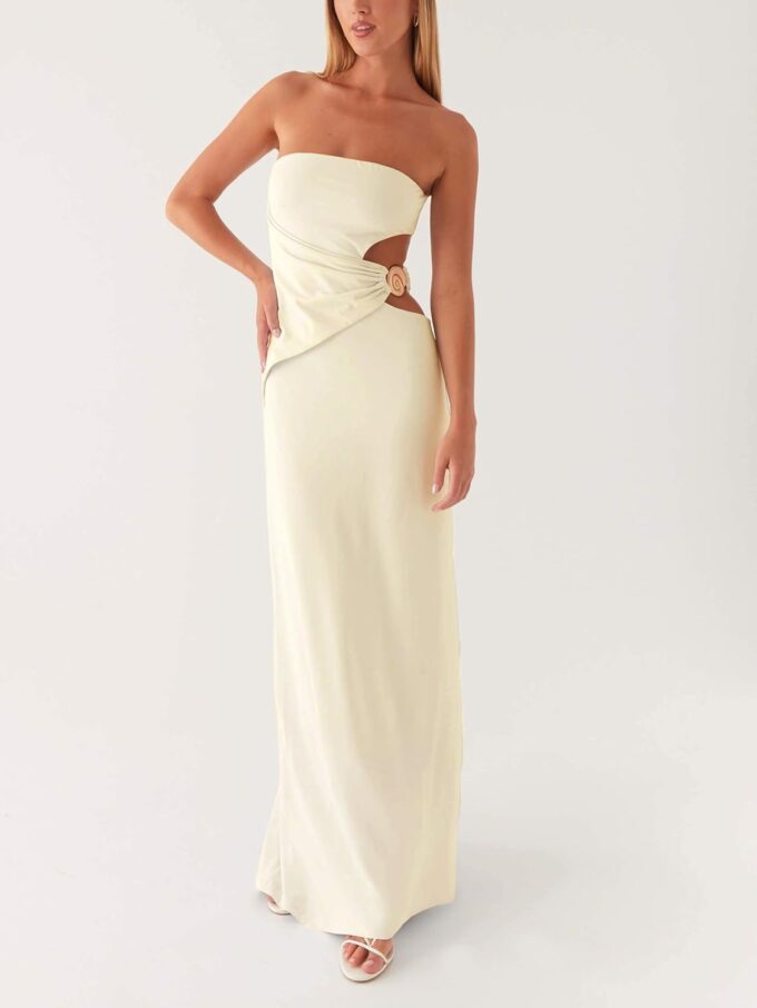Cut Out Maxi Tube Dresses for Women Sexy Y2k Strapless Backless Bodycon Long Dress Summer Sleeveless Hollow Sundress – Bild 2